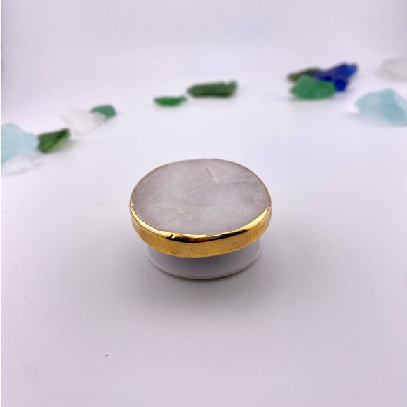 Genuine White Quartz Popsocket for Cell Phone - Picture 5 of 10